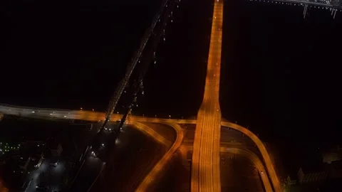 Drone hyperlapse of transport car interchange in the metropolis Stock Footage 152995971
