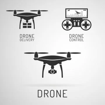 Drone icon. Aerial drone with a camera photographing or video. Drone deliveri Stock Illustration