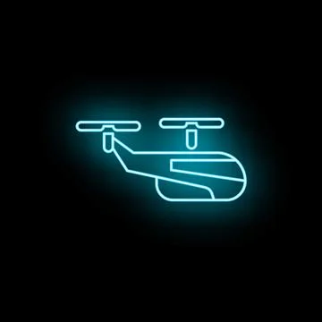 Drone icon glowing with neon light on a dark background Stock Illustration