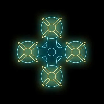 Drone icon glowing neon light technology concept Stock Illustration