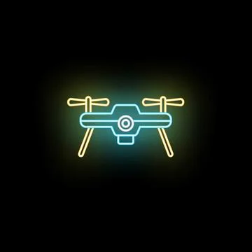 Drone icon glowing neon light technology concept Illustrazione stock