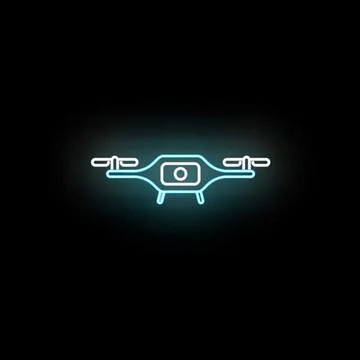 Drone icon glowing neon light blue cyber technology Stock Illustration