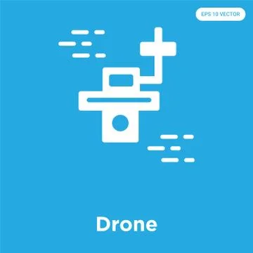 Drone icon isolated on blue background Free Stock Illustration