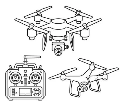 Drone icon line Ilustração Stock
