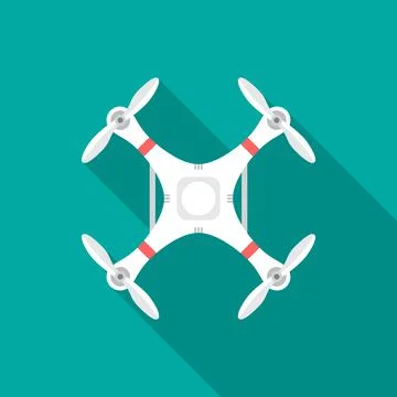 Drone icon with long shadow. Flat design style. Stock Illustration