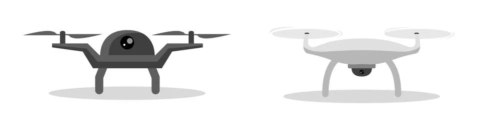 Drone icon set, flat style unmanned aircraft vector, quadricopter concept Stock Illustration
