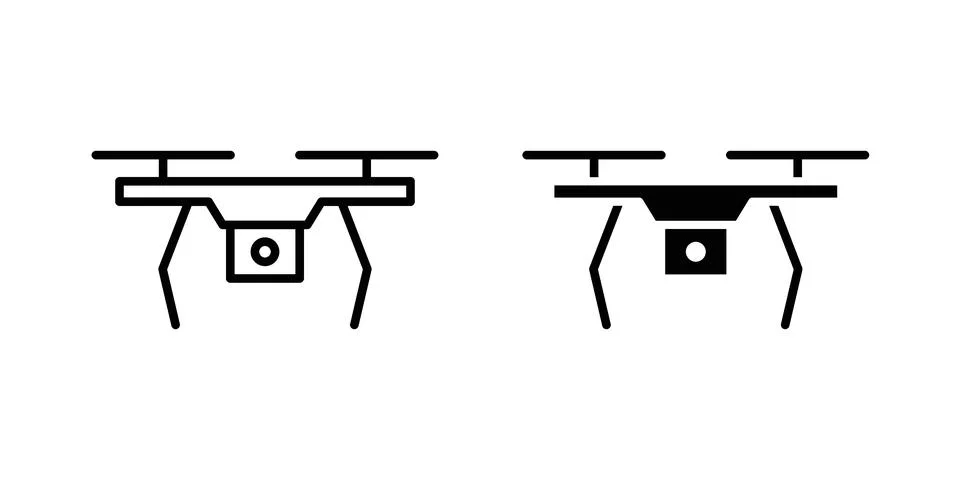 Drone icon silhouette vector set. thin line pack Stock Illustration