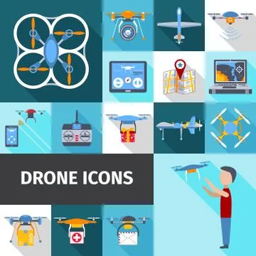 Drone Icons Set Stock Illustration