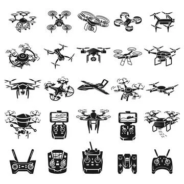 Drone icons set, simple style Stock Illustration