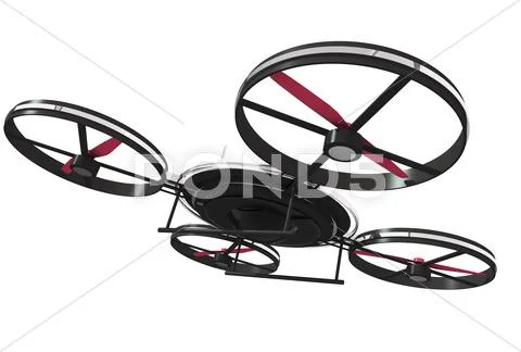 Drone illustration 3d isolated on white. quadrocopter technology Stock Illustration