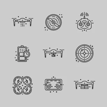 Drone illustration icons Stock Illustration