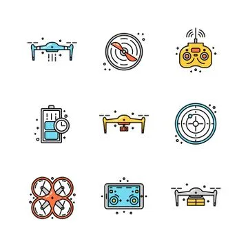 Drone illustration icons Stock Illustration