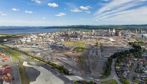 Drone image of Grangemouth Refinery Stock Photos