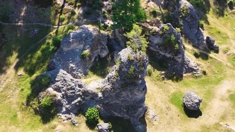 This drone image shows the impressive sea of rocks in Wental. The bizarre rock Stock Footage 340111320