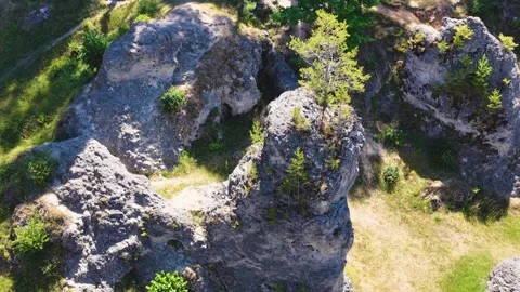 This drone image shows the impressive sea of rocks in Wental. The bizarre rock Stock Footage 340111322