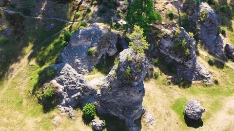 This drone image shows the impressive sea of rocks in Wental. The bizarre rock Stock Footage 340111323