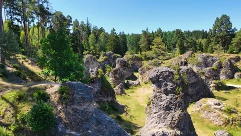 This drone image shows the impressive sea of rocks in Wental. The bizarre rock Stock Footage 340111329