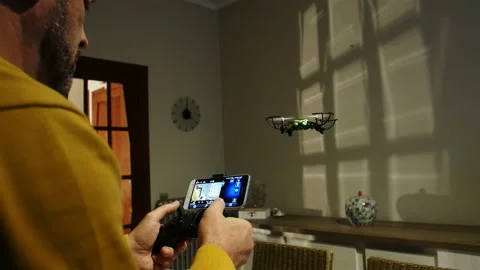 Drone indoor : stationary flight training Stock Footage 99652807