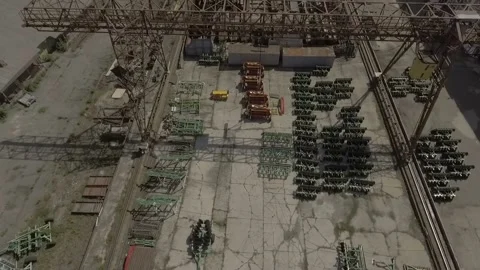 Drone. Industry. Huge plant engineering, outdoor equipment. Stock Footage 101780812