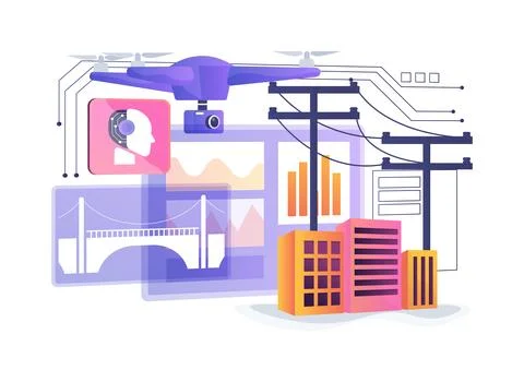 Drone Infrastructure Inspection abstract concept vector illustration. Illustrazione stock