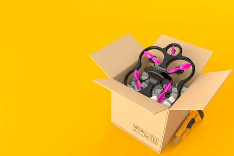 Drone inside cardboard box 库存插图