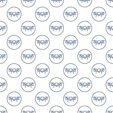Drone inside Circle vector Quadrotor concept line round seamless pattern Illustrazione stock