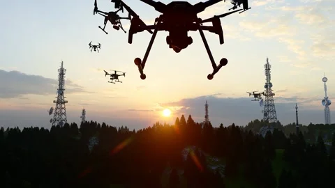 Drone inspection of 5G base station signal tower Video stock 311058571