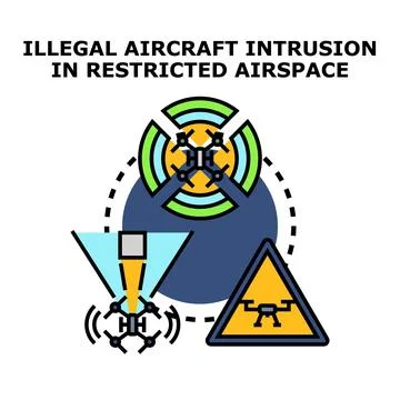 Drone intrusion in restricted airspace security concept Stock Illustration