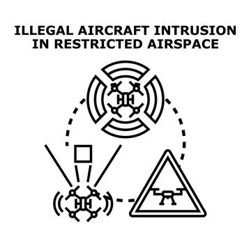Drone intrusion in restricted airspace security concept Stock Illustration