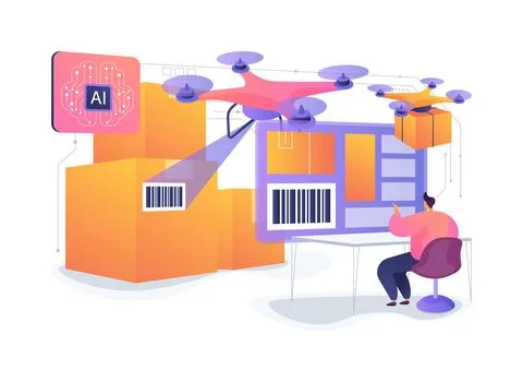 Drone Inventory Check abstract concept vector illustration. イラスト素材
