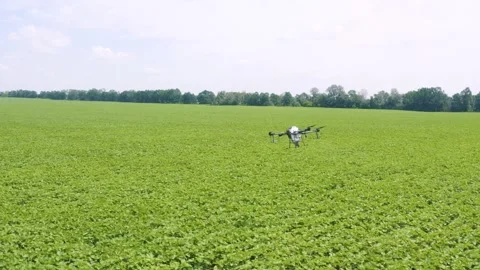 Drone irrigation on the farm field Stock Footage 255620743