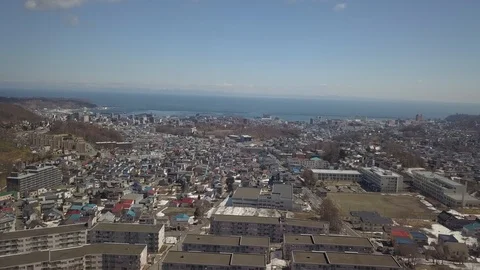 Drone Japnese seaside town Stock Footage 108106213