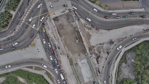Drone Kuala Lumpur Junction under Construction, Top Down view Stock Footage 87499699