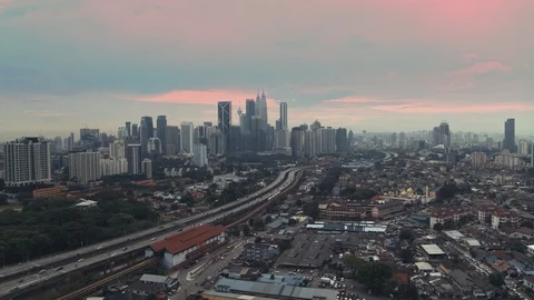Drone Kuala Lumpur Sunset/Evening Video stock 87497647