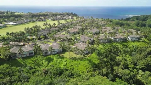 Drone of Kualani at Queen Emmas Bluff in Princeville, Kauai, Hawaii Stock Footage 299965724