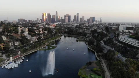 Drone of LA - echo park Stock Footage 120336521