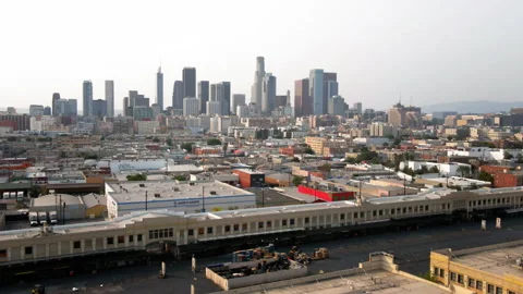 Drone LA Industrial District 4K 24FPS Stock Footage 169259642