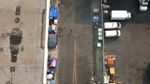 Drone LA Skid Row 4K 30FPS Stock Footage 169716716