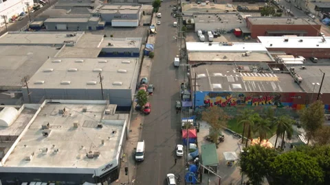 Drone LA Skid Row 4K 30FPS Stock Footage 169717436