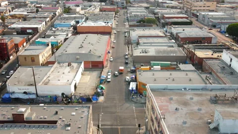 Drone LA Skid Row 4K 30FPS Stock Footage 169717665