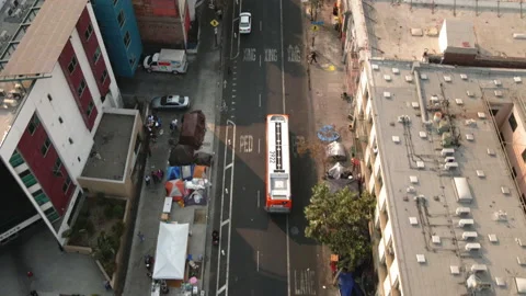Drone LA Skid Row 4K 30FPS Stock Footage 169730024