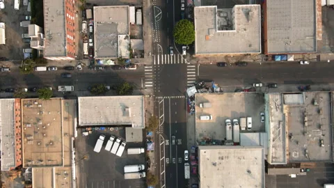 Drone LA Skid Row 4K 30FPS Stock Footage 169730174
