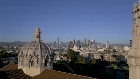 Drone LA Skyline Church 4K 30FPS Stock Footage 134305853