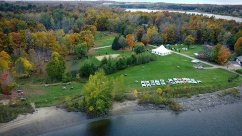 Drone Lake Fall Forest Stock Footage 273710281