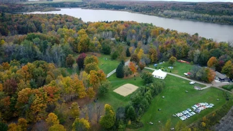 Drone Lake Fall Forest Stock Footage 273710283