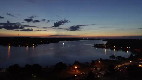 Drone of Lake at Night 1 Stock Footage 169470199