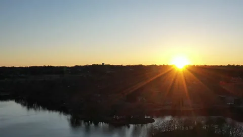 DRONE LAKE TO SUNSET Stock Footage 194496809