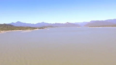 DRONE LAKE ZOOM Stock Footage 73942824