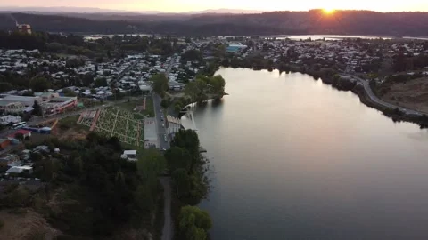 Drone Landing in Lagoon on Sunset Stock Footage 158823185