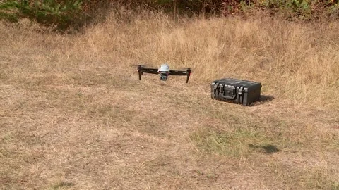 The drone lands in the forest 스톡 동영상 336845986